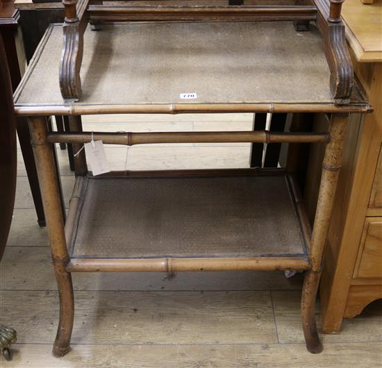 A Victorian bamboo occasional table W.69cm